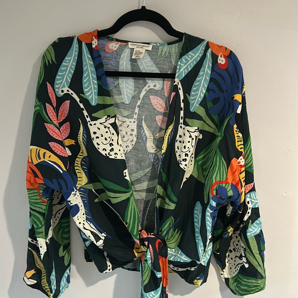 Animal, print, tropical tie shirt